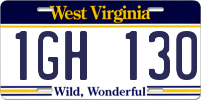 WV license plate 1GH130
