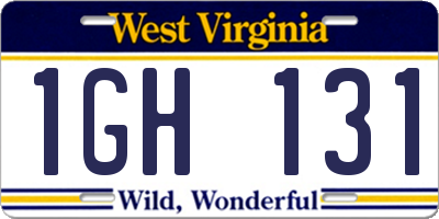 WV license plate 1GH131