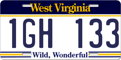 WV license plate 1GH133