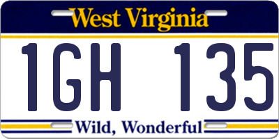 WV license plate 1GH135