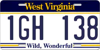 WV license plate 1GH138