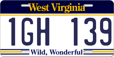 WV license plate 1GH139