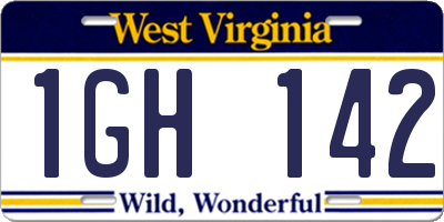 WV license plate 1GH142