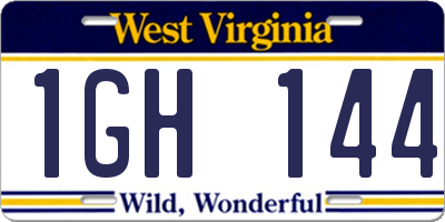 WV license plate 1GH144