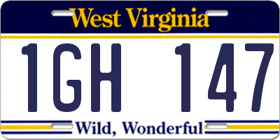 WV license plate 1GH147