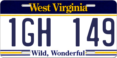 WV license plate 1GH149