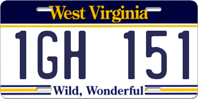 WV license plate 1GH151