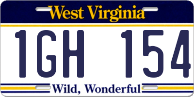 WV license plate 1GH154