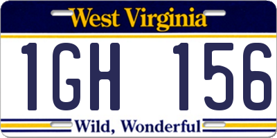 WV license plate 1GH156