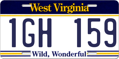 WV license plate 1GH159
