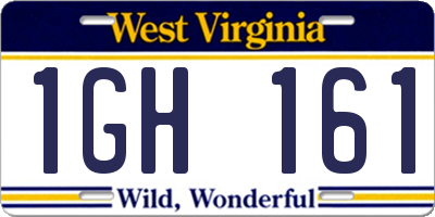 WV license plate 1GH161