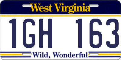 WV license plate 1GH163