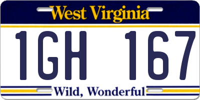 WV license plate 1GH167