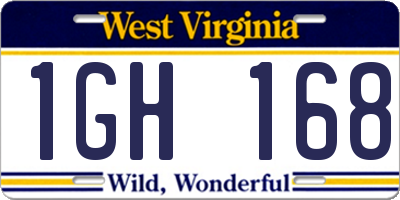 WV license plate 1GH168