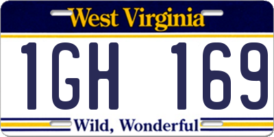 WV license plate 1GH169