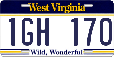 WV license plate 1GH170
