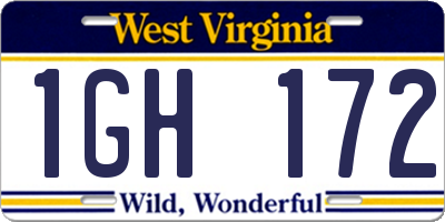 WV license plate 1GH172