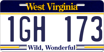 WV license plate 1GH173