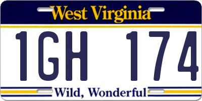 WV license plate 1GH174