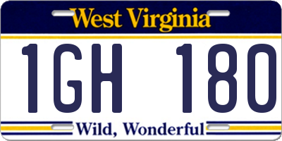 WV license plate 1GH180