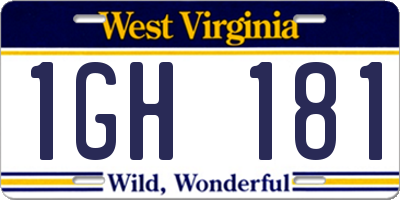 WV license plate 1GH181