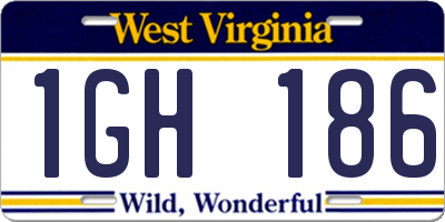 WV license plate 1GH186