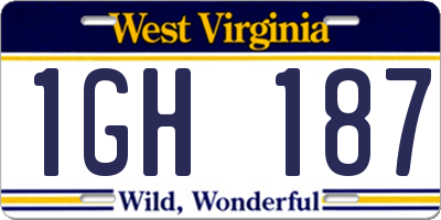 WV license plate 1GH187