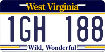 WV license plate 1GH188
