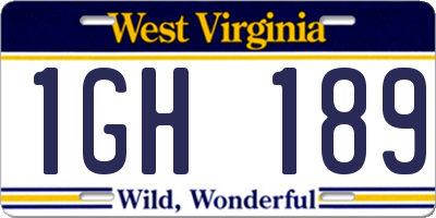 WV license plate 1GH189