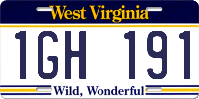 WV license plate 1GH191