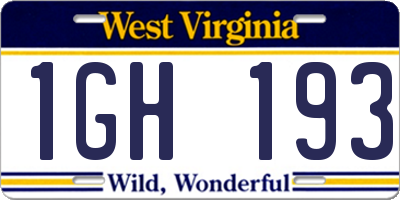 WV license plate 1GH193