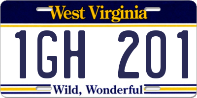 WV license plate 1GH201