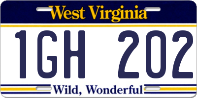 WV license plate 1GH202