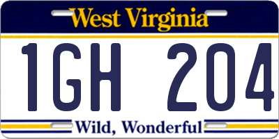 WV license plate 1GH204