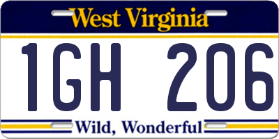 WV license plate 1GH206