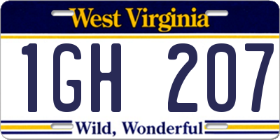 WV license plate 1GH207