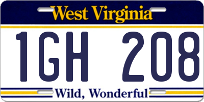 WV license plate 1GH208