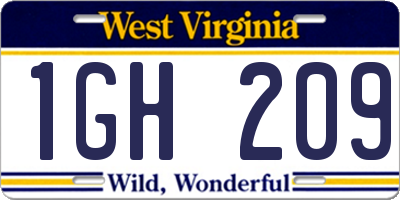WV license plate 1GH209