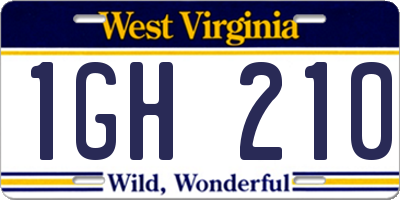 WV license plate 1GH210