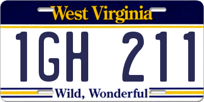 WV license plate 1GH211