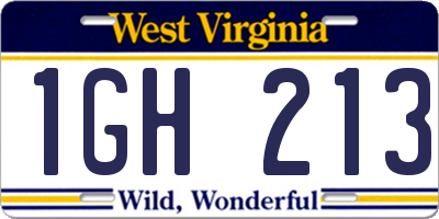 WV license plate 1GH213
