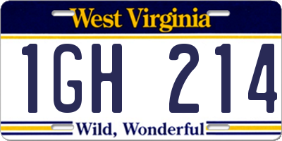 WV license plate 1GH214