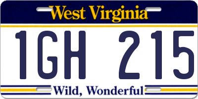 WV license plate 1GH215