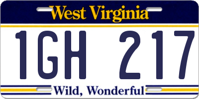 WV license plate 1GH217