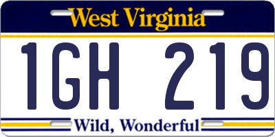 WV license plate 1GH219
