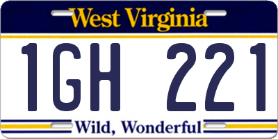 WV license plate 1GH221