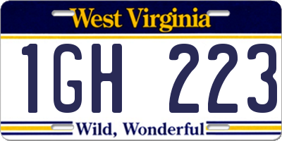 WV license plate 1GH223