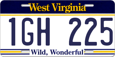 WV license plate 1GH225