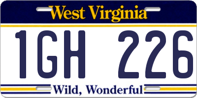 WV license plate 1GH226