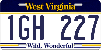 WV license plate 1GH227